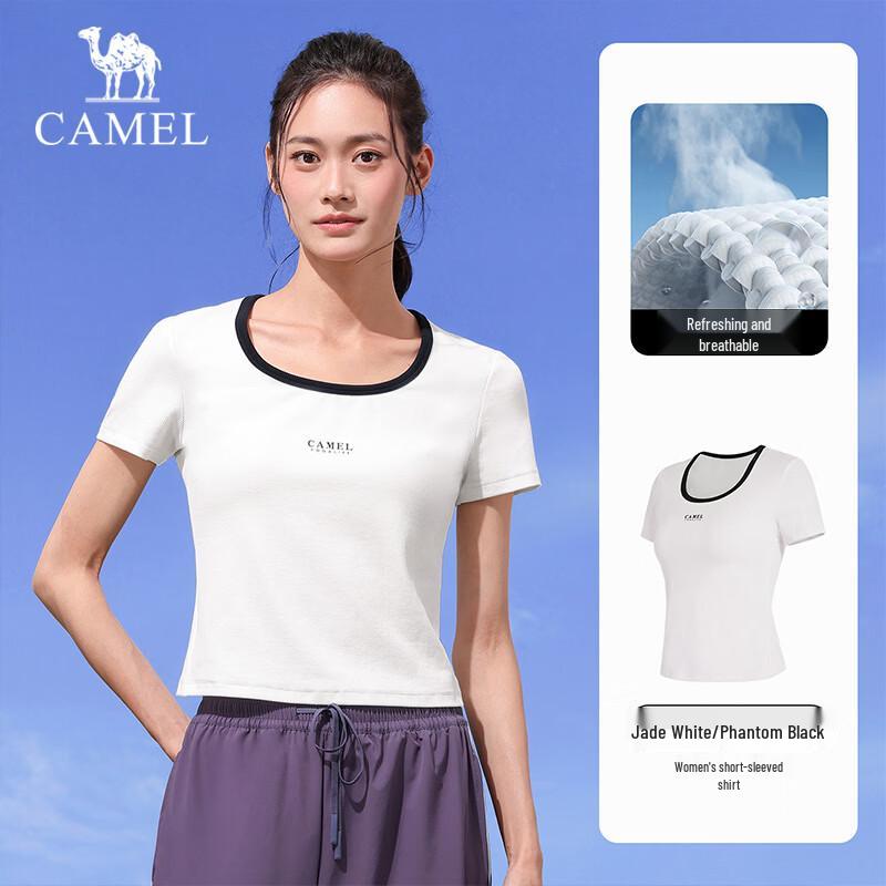 CAMEL Women's Cotton-Feel Square Collar Sport T-Shirt