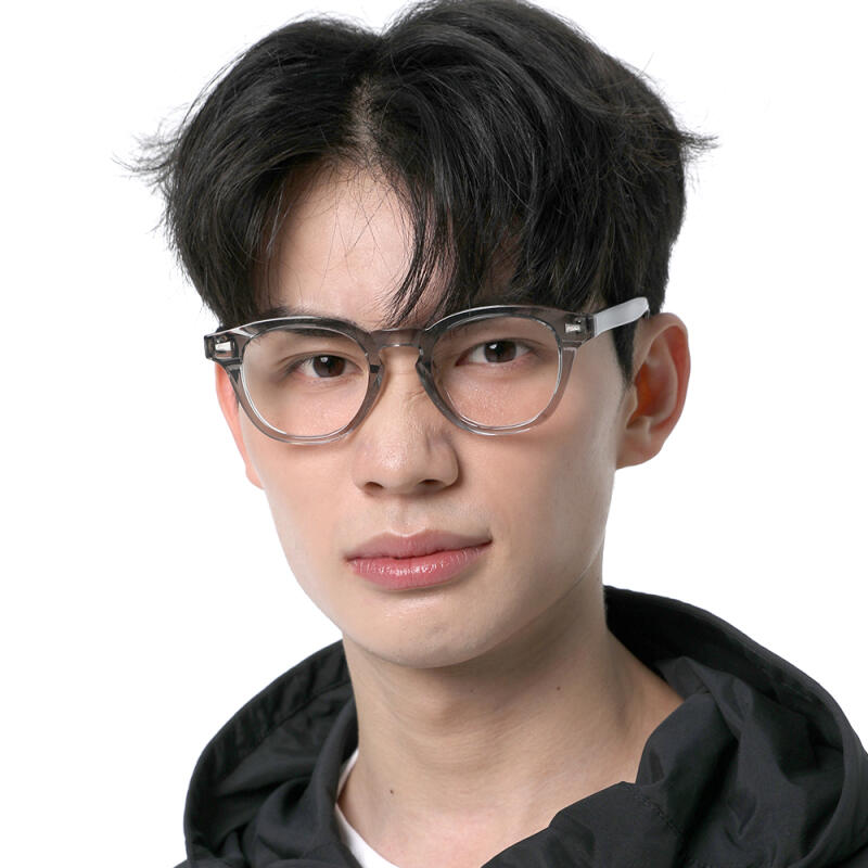 SBKA Ted2-C02 Round Horn-Rimmed Glasses (Blue Light Blocking)