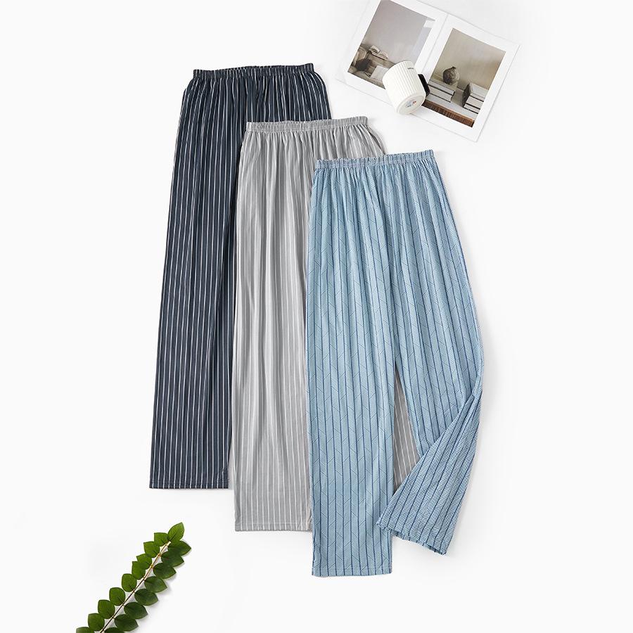 Pantaloni Pigiama a Quadri in Puro Cotone da Uomo - Larghi, Taglie Forti, Leggeri per Primavera, Estate e Autunno.