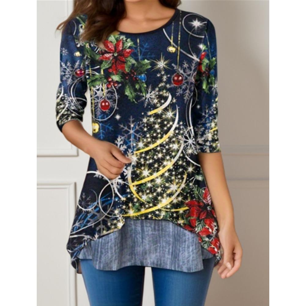 BITCED Women's Fashion Casual Autumn Winter Long Sleeve O-Neck Blouses & Shirts