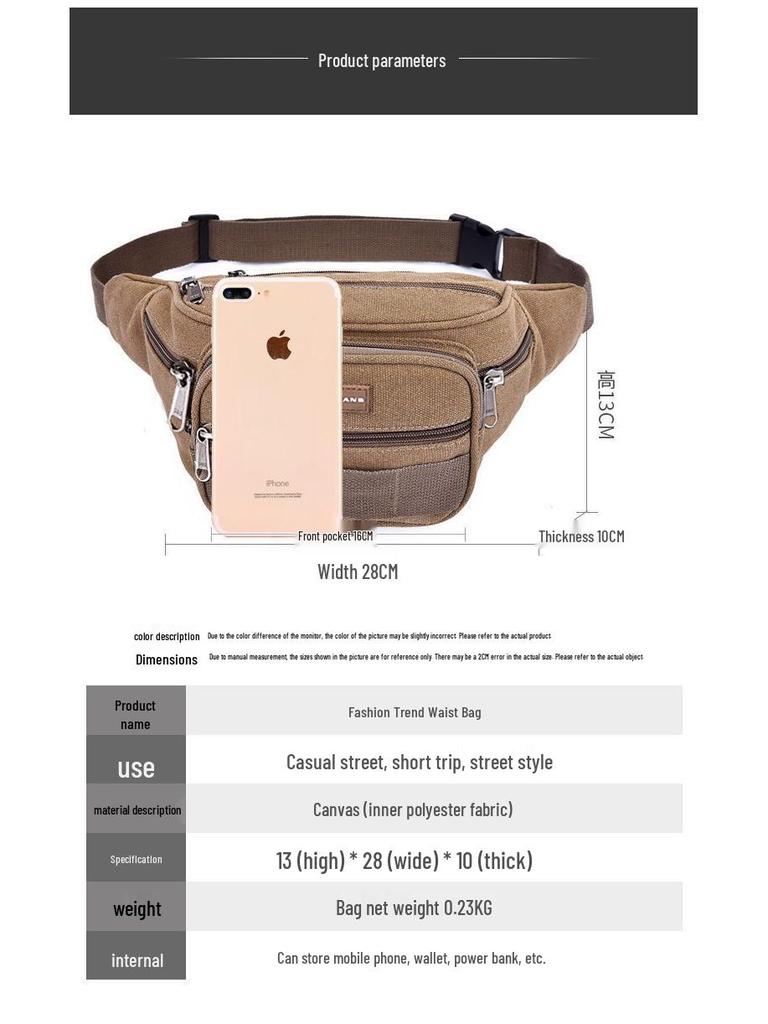 Durable Multi-layer Outdoor Waist Bag - Large Capacity for Running, Phone, Tools, and Money.