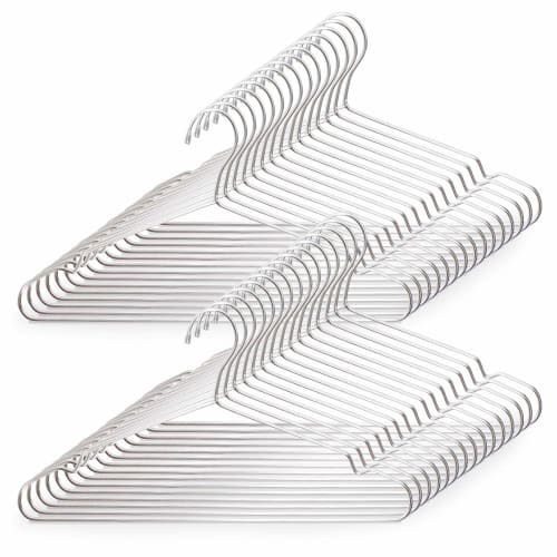 

[Набор из 30 Сверхпрочных, Устойчивых к Ржавчине Вешалок из Нержавеющей Стали] Лот Серебристых Вешалок для Костюмов для Прачечной, Приталенные, Тонкие, Прочные Вешалки из Нержавеющей Стали, Рак