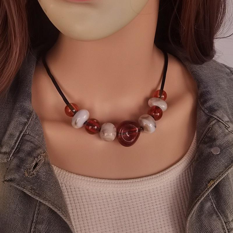 

Модное геометрическое акриловое ожерелье из бусин женское простое и универсальное новое корейское ожерелье аксессуары ожерелье конфетных цветов 47cm