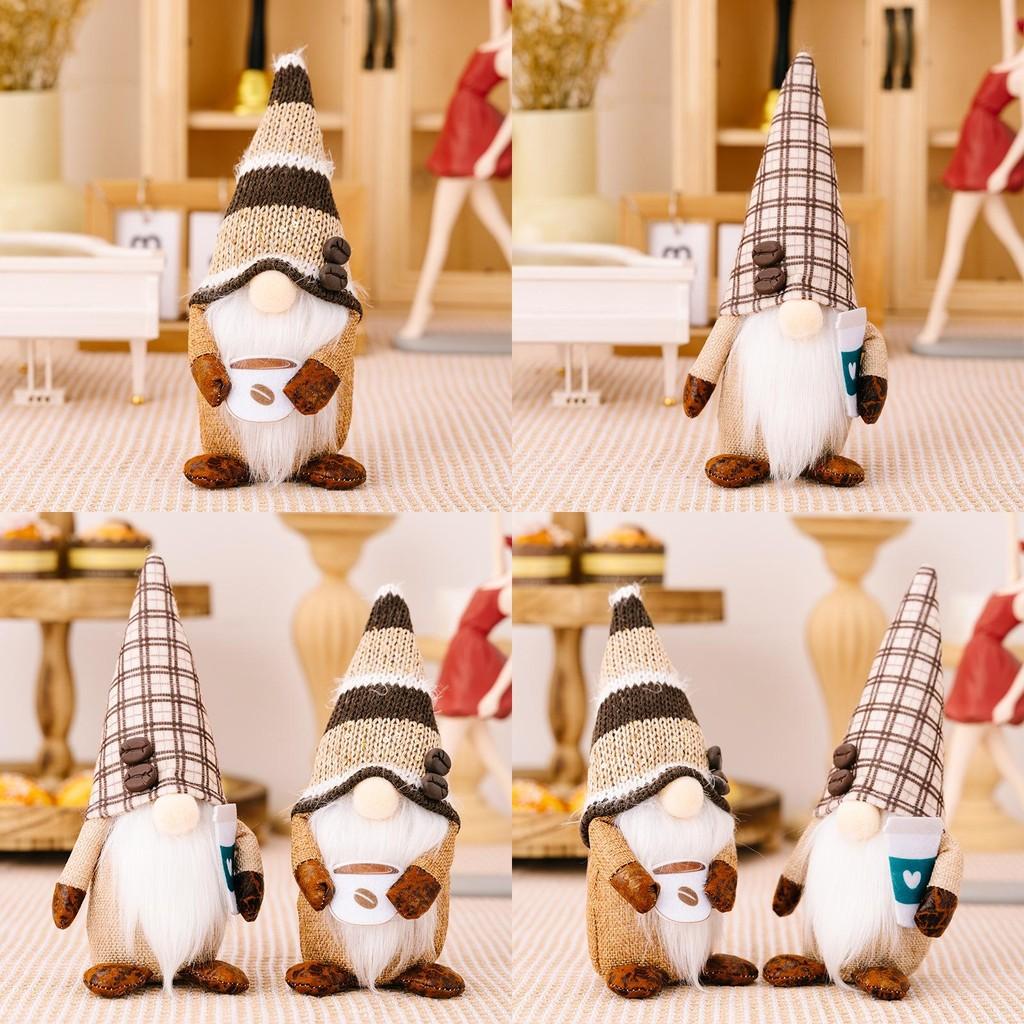 Adorable Coffee Bean Gnome Figurine With Cozy Knitted Hat For Festive Decorations