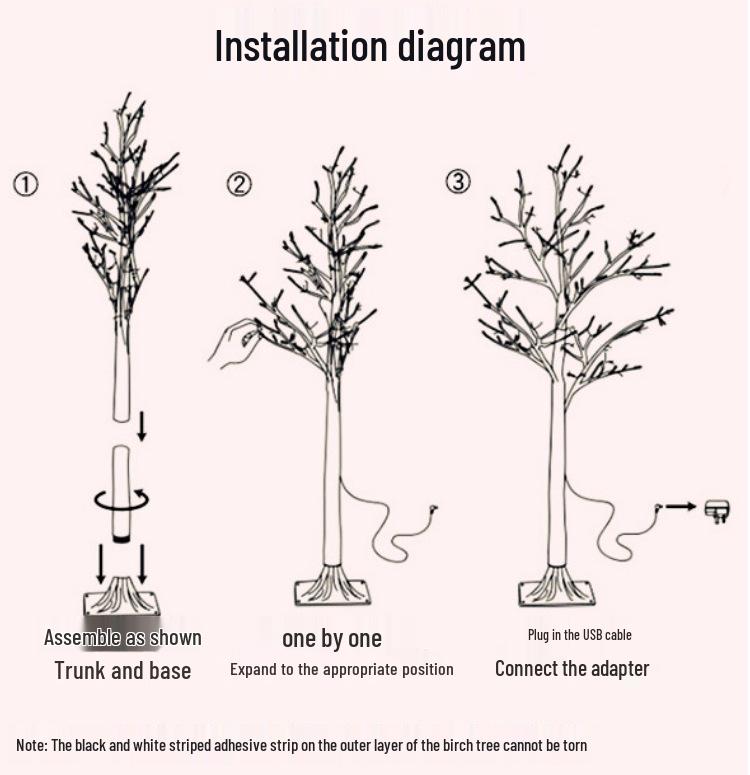LED Birch Tree Light - Copper Wire Christmas and Landscape Decoration.