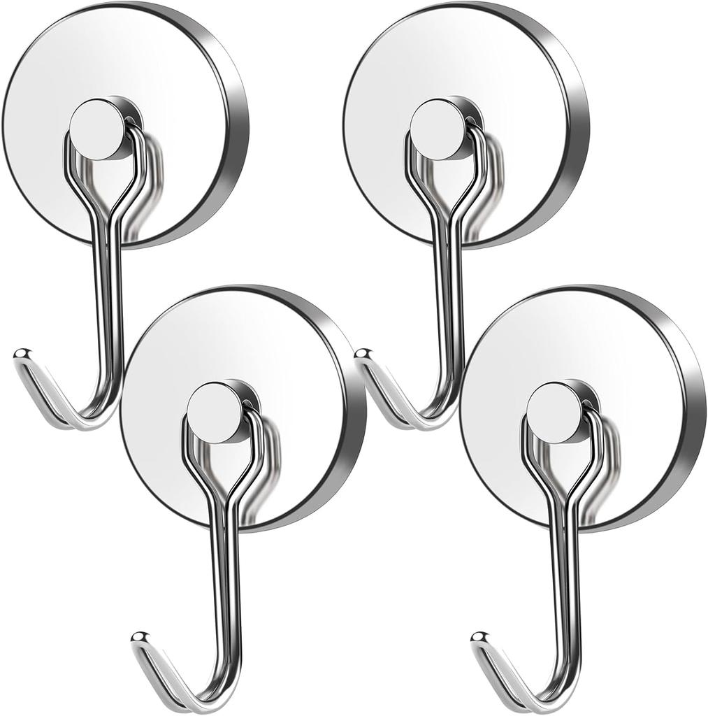 Family Magnetic Hooks Heavy Duty, 110Lbs Strong Rare Earth Neodymium Magnets with Hooks for Hanging for Kitchen, Home, Workplace