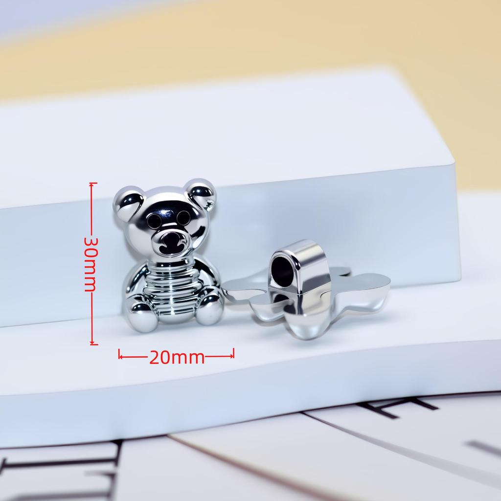 Elegant Matte Silver Teddy Bear Heart Strawberry Jewelry Hair Accessories with Handmade Details