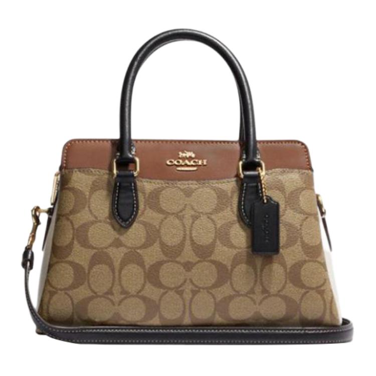 Coach Darcie 26 Classic Monogram Zip Closure Leather Shoulder Crossbody Tote Bag Medium Women handbags Khaki CH287-IME7V