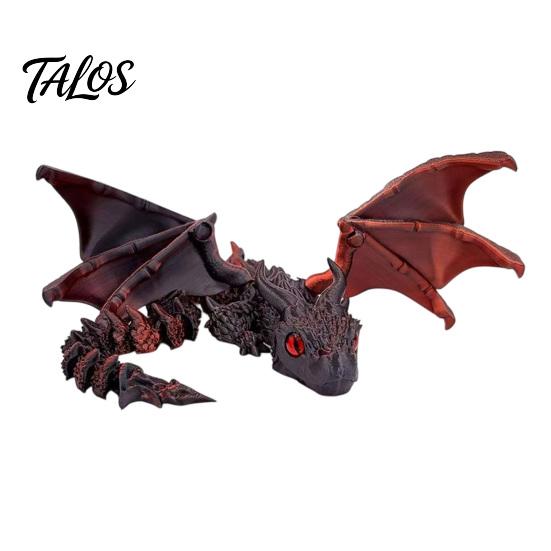 Desktop Fantasy Display Ornament 3D Printed Articulated Dragon Figurine with Adjustable Wings and Unique Eyes, Wing Toy Movable Joints Sculpture