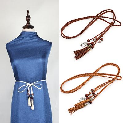 Farbe optional Damen Taillengürtel Vintage Bohemian Elastisch Geflochtener Taillengürtel Knoten Damen Hemd Taillensiegelgürtel