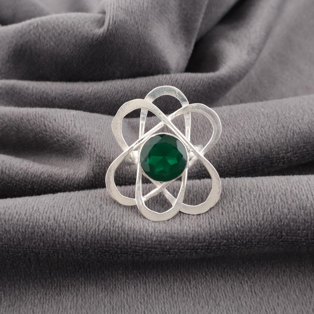 Green Onyx Gemstone Jewelry, 925 Solid Sterling Silver Ring, Handmade Appealing Silver Jewelry, Boho Onyx Ring For Gift