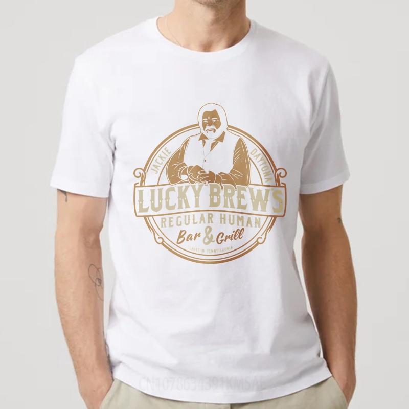 Stylish For Him Summer Tshirt Lucky Brews Regular Human Bar And Grill Short Sleeve Soft Oneck Women Tops Relaxed Fit Tshirt
