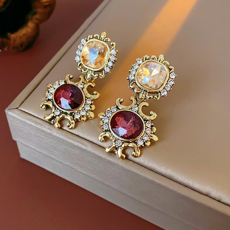 Pre-owned Vintage Retro Diamond-Encrusted Round Necklace & Clavicle Chain Set