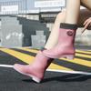 Water shoes medium tube women's outer wear adult rain shoes rain boots warm rubber shoes kitchen non-slip waterproof shoes women's fashion