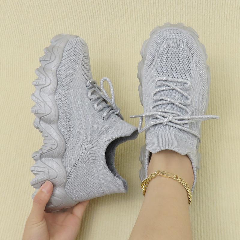 Breathable Lace-up Fly-woven Socks Shoes Casual Sports Shoes Outdoor Platform Shoes