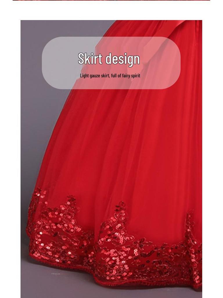 Girls' Sequin Lace Flower Girl Wedding Dress