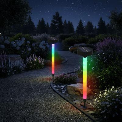 Waterproof Design Solar Pathway Lights 10LED Lighting RGB LED RGB Color Changing Lights Solar Powered 1200mAh Battery