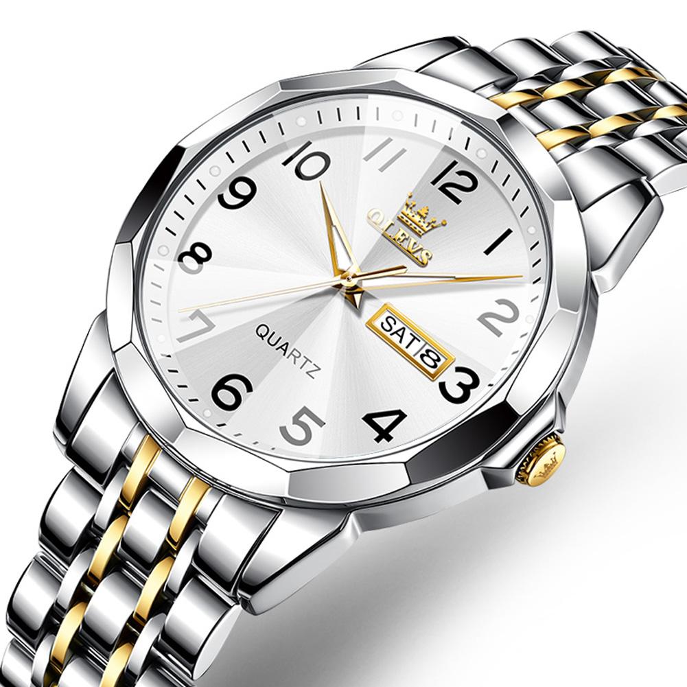 OLEVS Luxury Gold Steel Man Watch High Quality Date Waterproof Luminous Men's Wristwatch Men Quartz Watches
