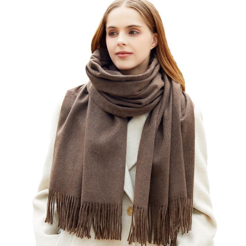 Black Cashmere Wool Scarf - Versatile Winter Shawl for Women and Men, Korean Style, Solid Color