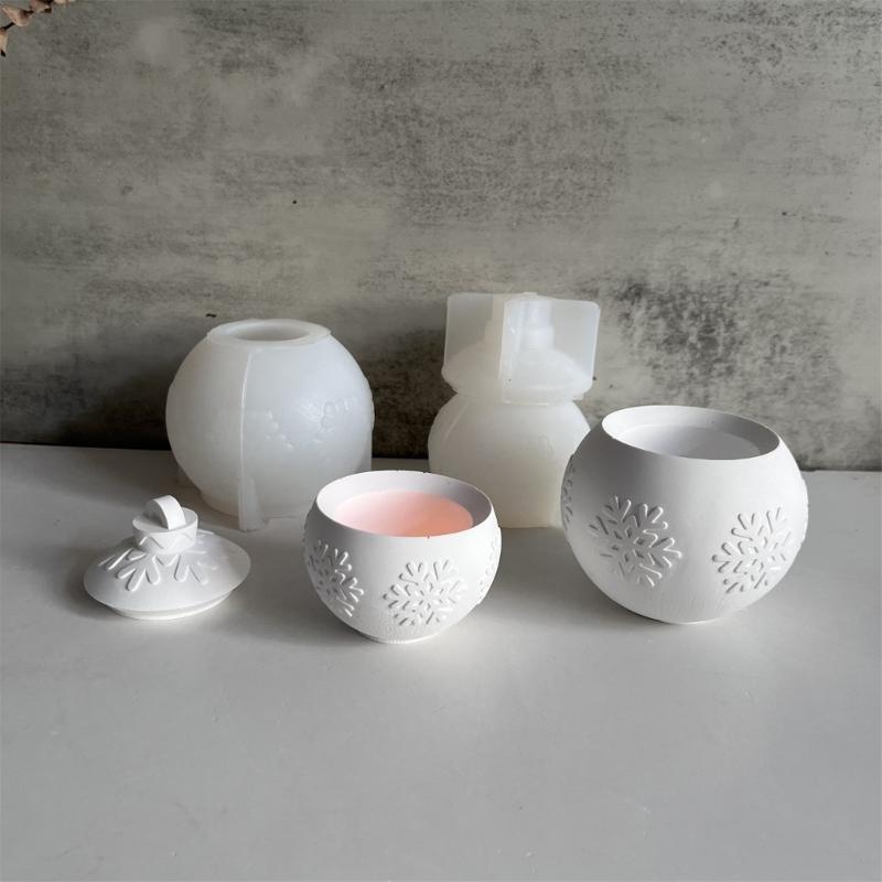 Flexible Silikonform für Schneeflocken-Kugel-Kerzenhalter, perfekt für Festival-Feiertagsdekorationen und kreative DIY-Projekte