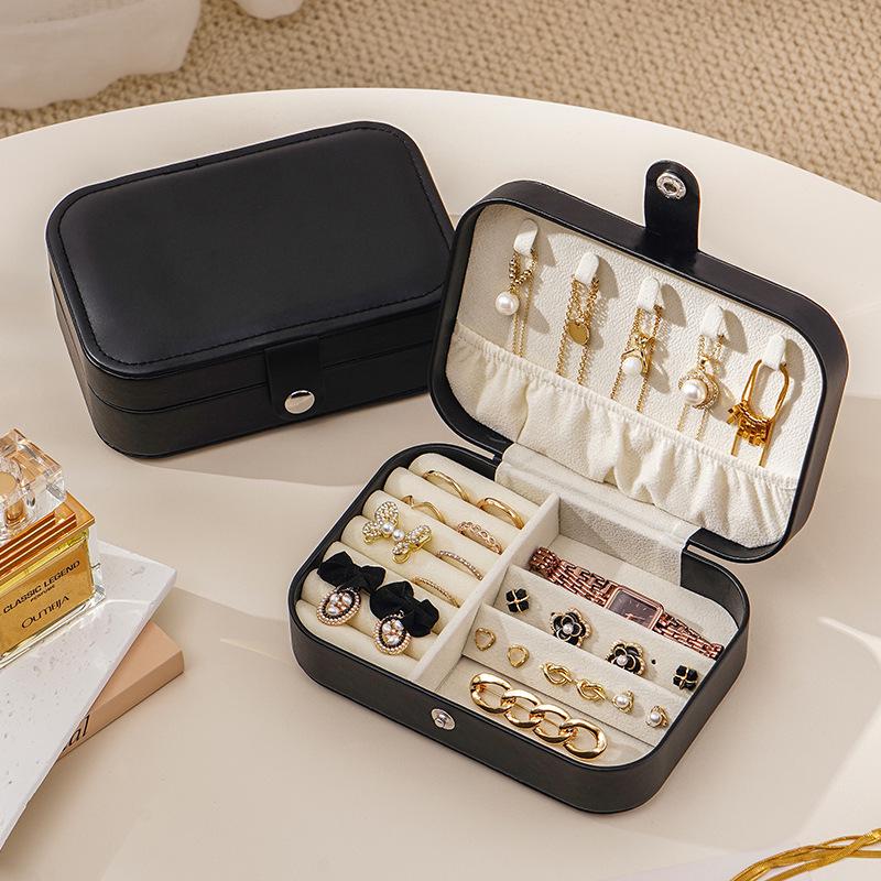 Large Capacity PU Travel Jewelry Storage Box for Earrings & Necklaces