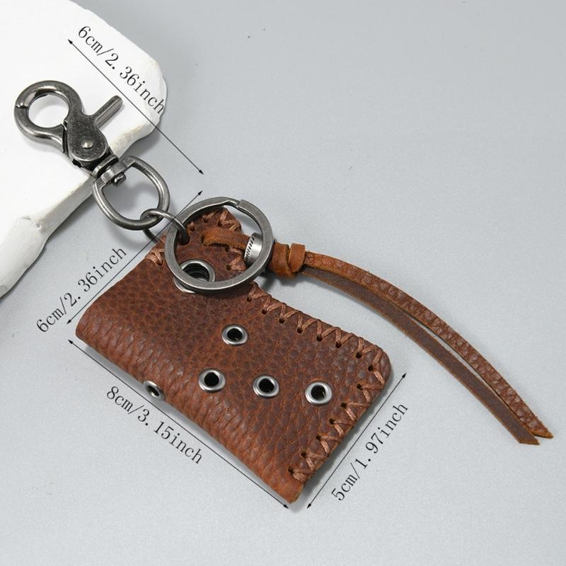 Sturdy Cowhides Lighter Pouch Keychain Stylish Leather Lighter Pouch Keychain Pendant Charm for Everyday Convenience