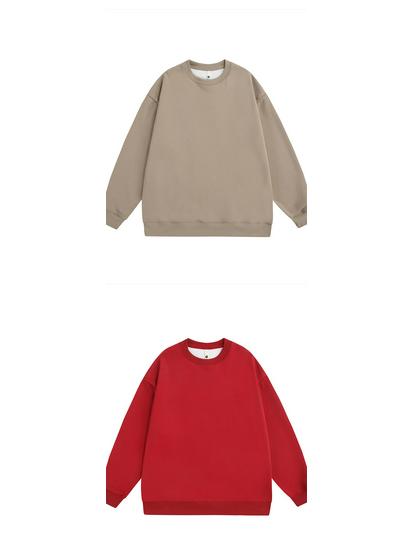 Autumn 2025 Men's Plus Size Loose Round Neck Solid Color Long Sleeve Hoodie