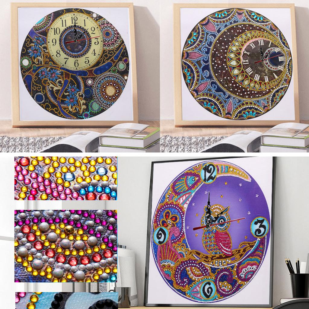 5D Clock Wall Set DIY Painting Room Decor Mandala Patterns Fashionable Clock Design for Home Decoration
