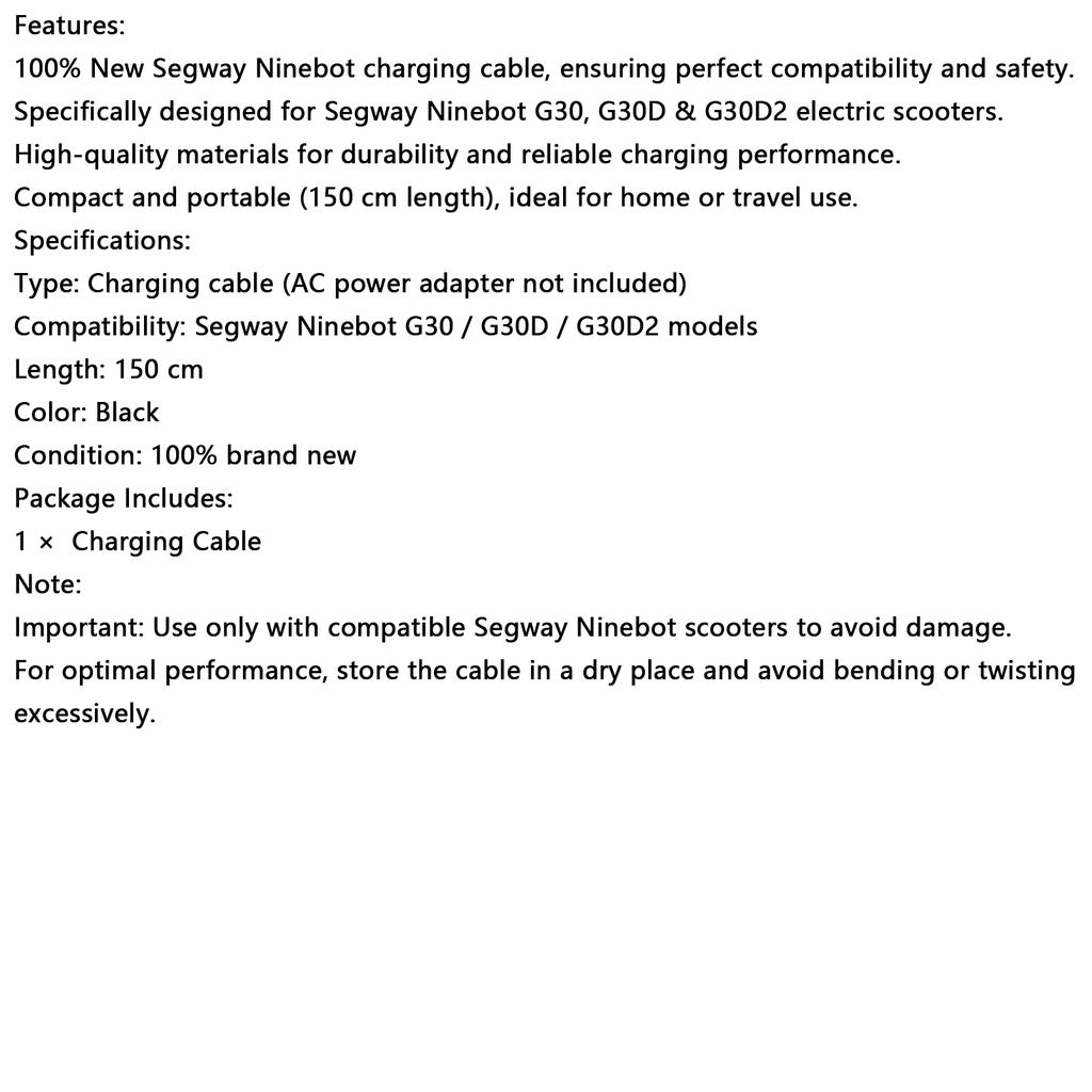 Oplaadkabel voor Segway Ninebot MAX Elektrische Scooter G2/G30/G30P/P65/P100S