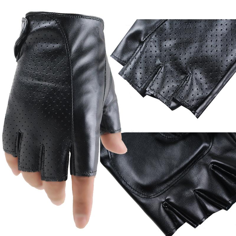 Half-finger Gloves Driving Men's Touch Screen Short Thin Autumn and Winter Hand Repair Velvet Warm Simulation Leather