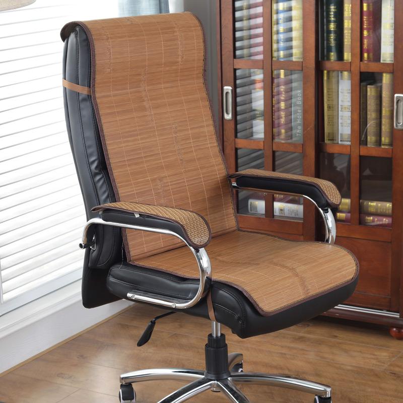 Summer Mat Seat Cushion and Backrest Integrated, Office Computer Chair Breathable Bamboo Seat Cushion Boss Backrest Cool Cushion