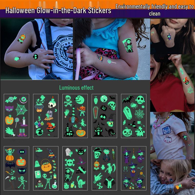 Halloween Makeup: Horror Scars, Fake Teeth, Little Tiger Teeth, and Blush Tattoo Stickers for Party Decoration