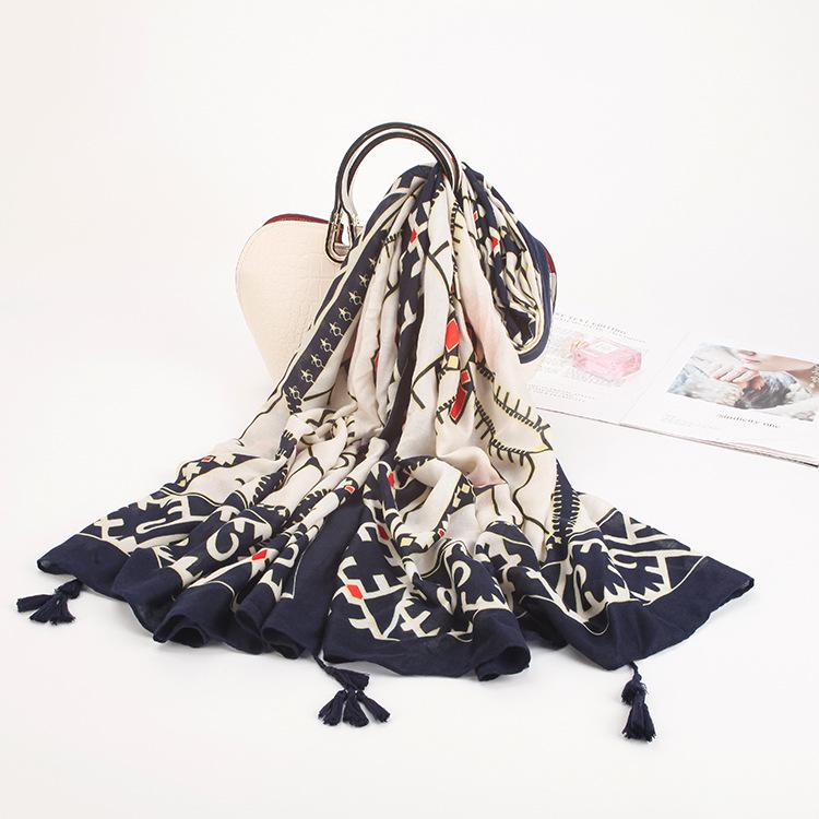 Twill Cotton Printing Cotton And Linen Ethnic Style Scarf Air Conditioner Warm Women'S Variety Sun Protection Shawl Silk Scarf