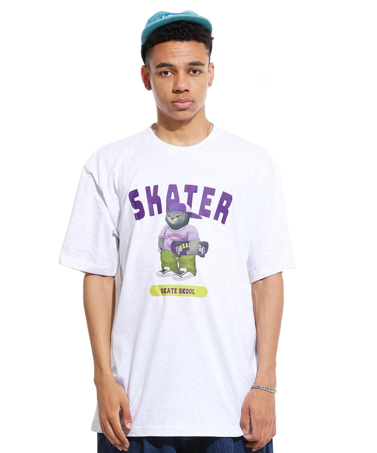 Cream Soda Lab Gray Skater Short Sleeve T-Shirt Light Gray Purple Xl