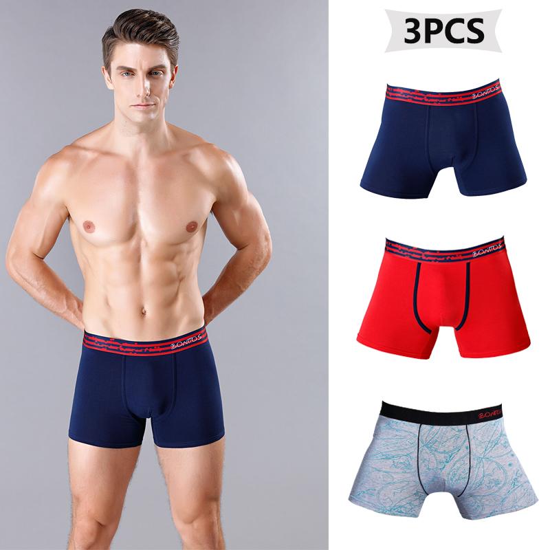

BONITOS 3 шт., хлопковые боксеры большого размера для мужских трусов, комплект мужского нижнего белья с сексуальным принтом