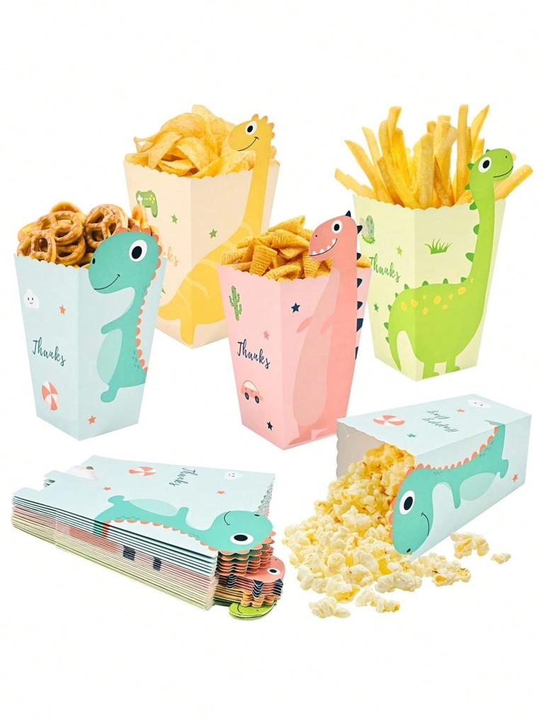 12/24 Piece Popcorn Box, Cute Dinosaur Party Popcorn Bag, Small Caramel Popcorn Box, Perfect for Party, Birthday, Family Party