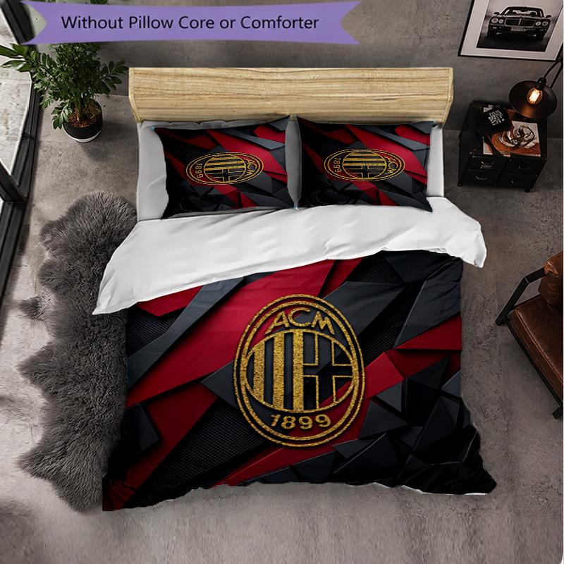 Set Lenzuola AC Milan Modello 3 Pezzi Morbida Copripiumino in Microfibra con Federe per Camera da Letto