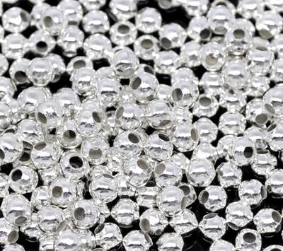 Doreen Box Hot-  1000PCs Silver Color Smooth Ball Spacers Beads 3mm Dia. (B01111)