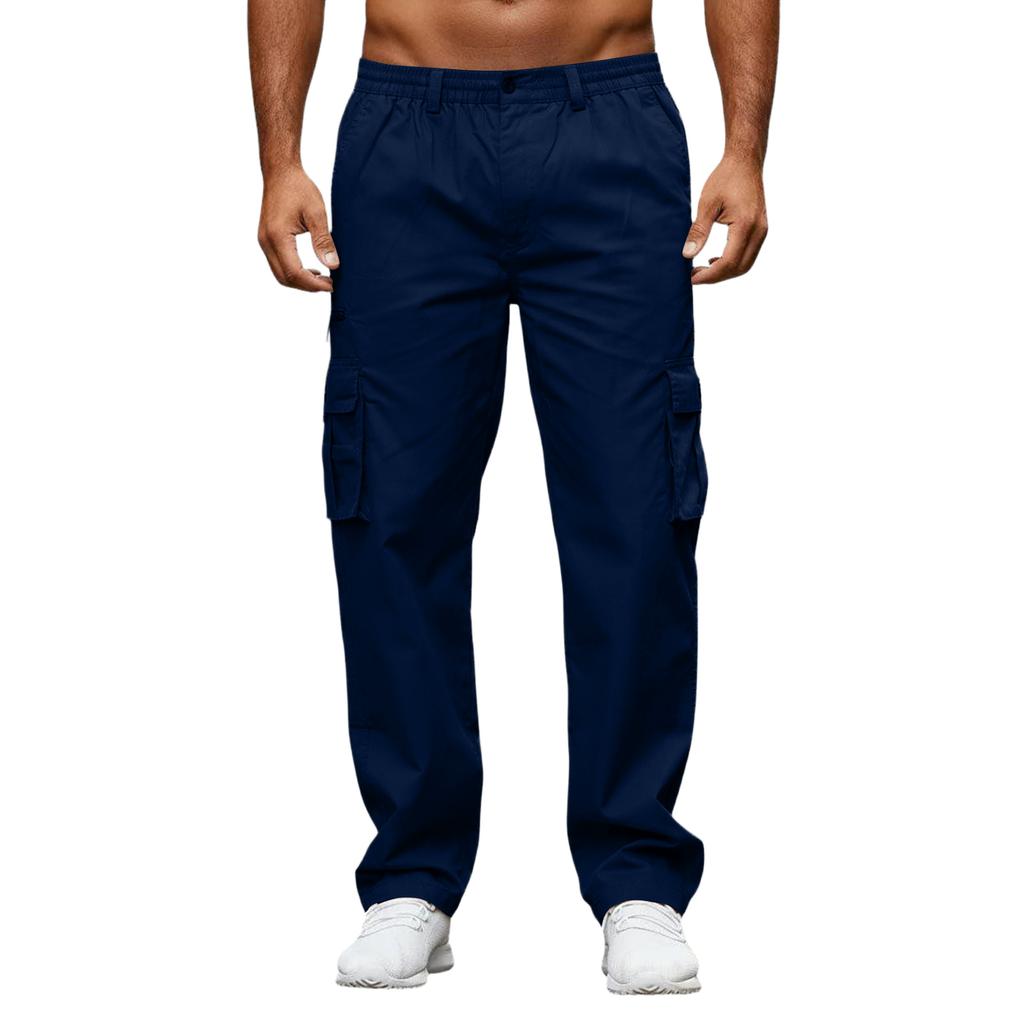 Men's Workwear Casual Stretch Waistband Multi-Pocket Straight-Leg Pants