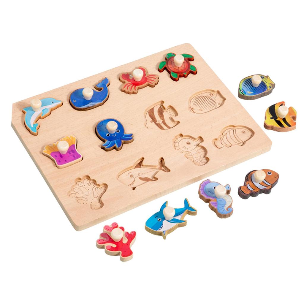 Wooden Shapes Puzzle Shape Sorter Board Preschool Hand Eye Coordination Fine Motor Skill for Children Toddlers Birthday Gifts