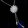 Snowflake Zircon Long Chain for Women Fashion Silver Color Crystal Maxi Necklaces & Pendants Statement Collier Jewelry
