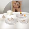 Transparent Glass Tray Decorative Jewelry Storage Trays Coffee Mug Fruit Dessert Cake Plates Desktop Room Decor Table Ornament