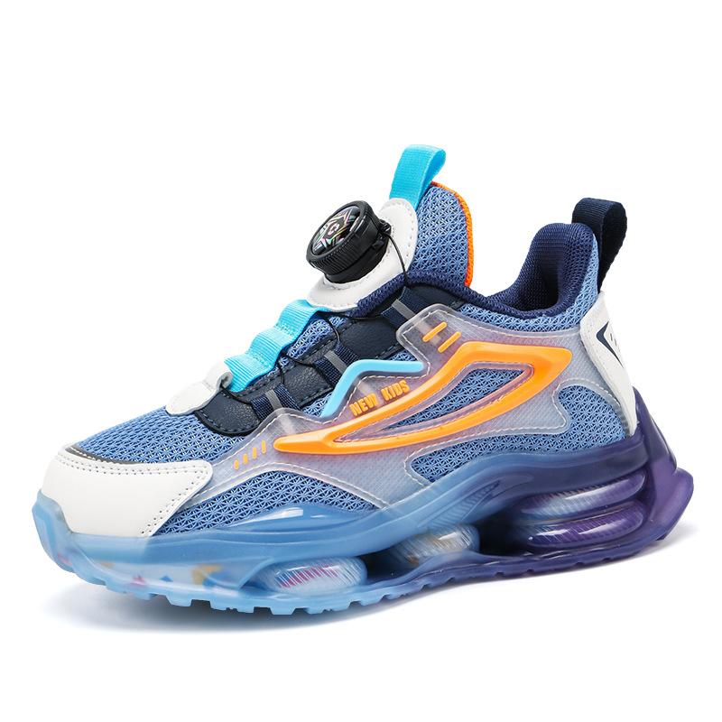 Sneakers breathable button shoes children's autumn soft-soled lightweight shoes boys and girls new 2025 wear-resistant mesh