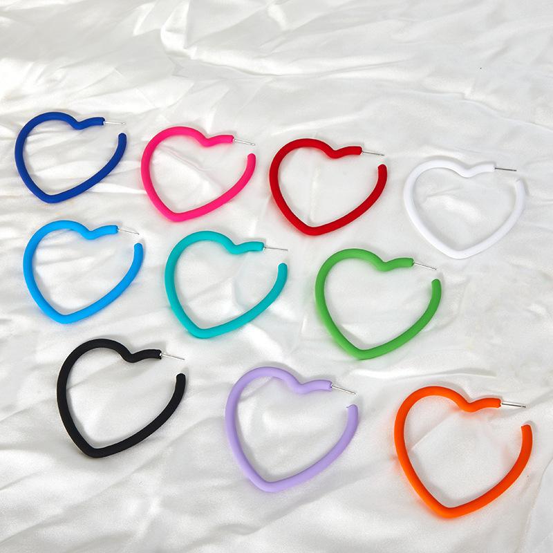 Fashion Geometric Personality Neon Acrylic Big Star Hoop Earring For Women Hollow Heart Earring Jewelry