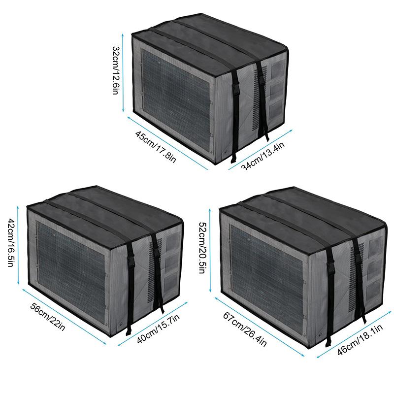 1pc Outside AC Unit Black Leaves Clogging Outdoor with Waterproof Top Breathable Air Conditioner Cover Removable Mesh Covers