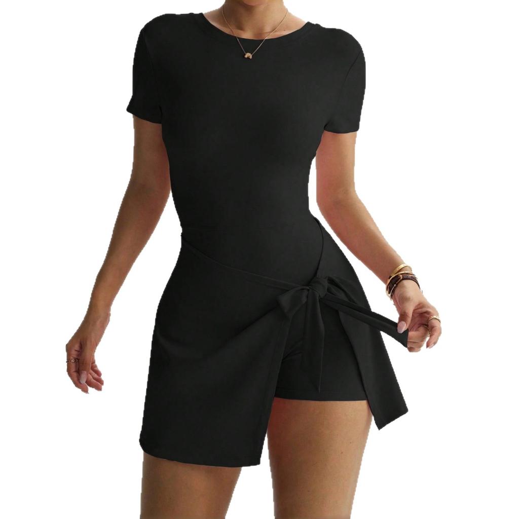 Yoga One-Piece Short Skirt Tight Back Fake Two-Piece Outdoor Fitness Anti-Light Sports Tennis Skirt Women