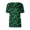Women's Short Sleeved Patterned Pockets, Work Print Stand Up Collar, Single Breasted Protective Clothing, Cardigan Jacket, Top