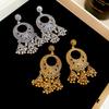 Round Hollow Bell Tassel Drop Earrings for Women 2025 New Retro Ethnic Style  Light Luxury High-end Zircon Girl Accessories