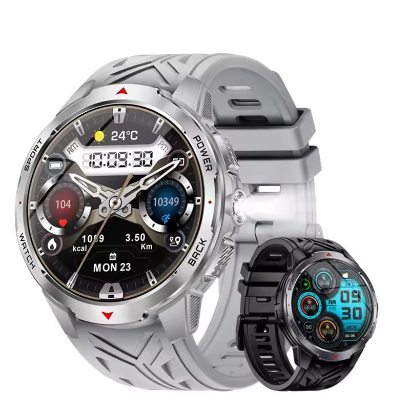 KT88 Men Outdoor Smart Watch 1.7inch Large Screen LED Flashlight Compass BT Calling Multi-Sports Fitness Tracker Smartwatch