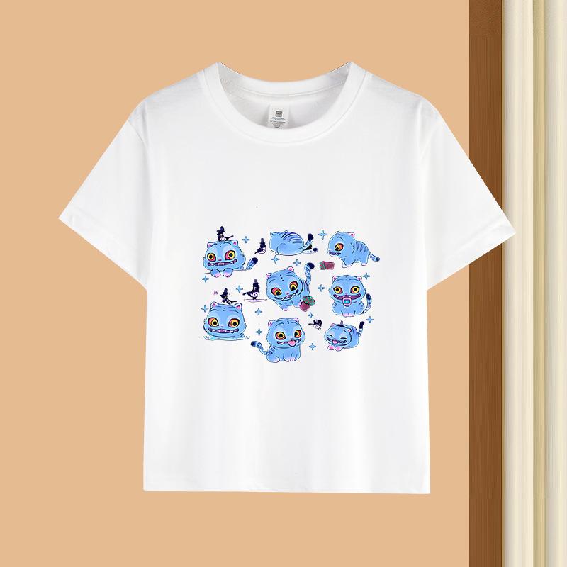 2-13Y Kid T Shirt Cat Printed Kids Clothes Tshirt Tops Tee Boys Girls Baby Tee